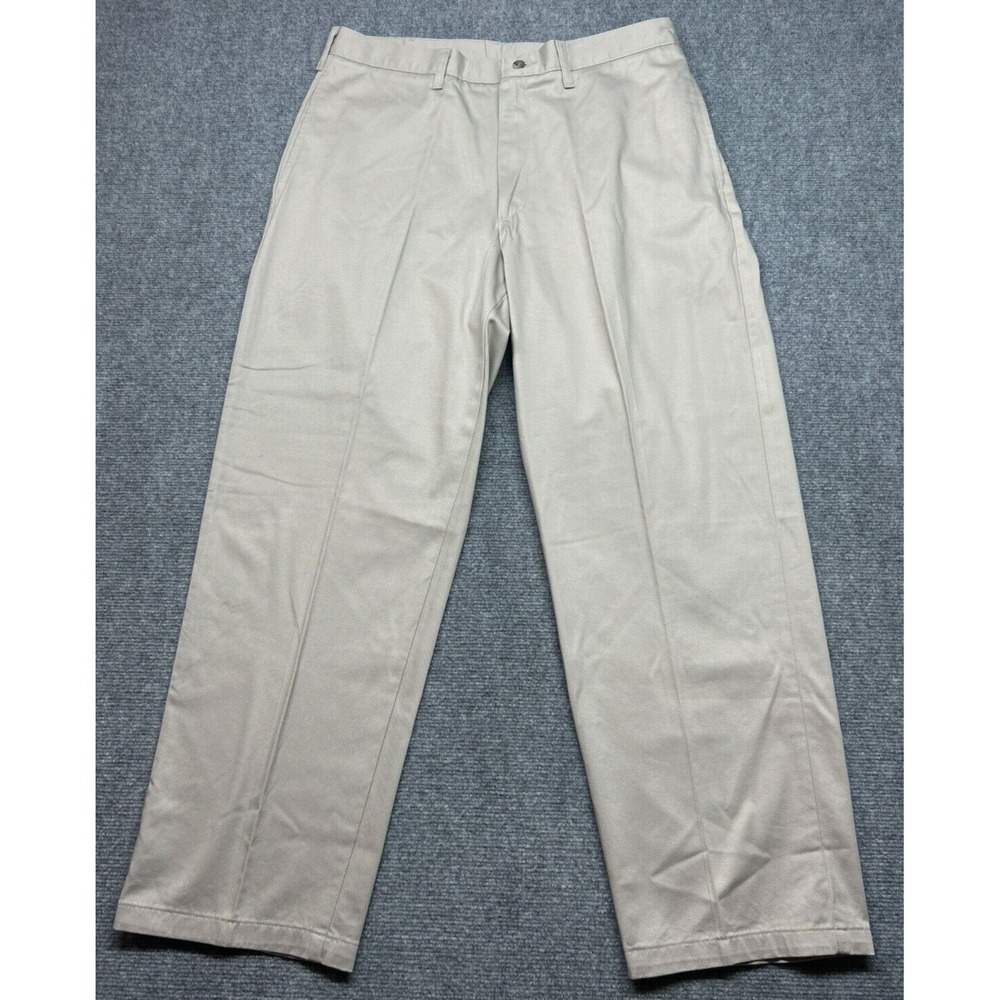 Wrangler Khaki WF Pants Mens 36x29 Beige Flat Front Relaxed Fit Cotton New